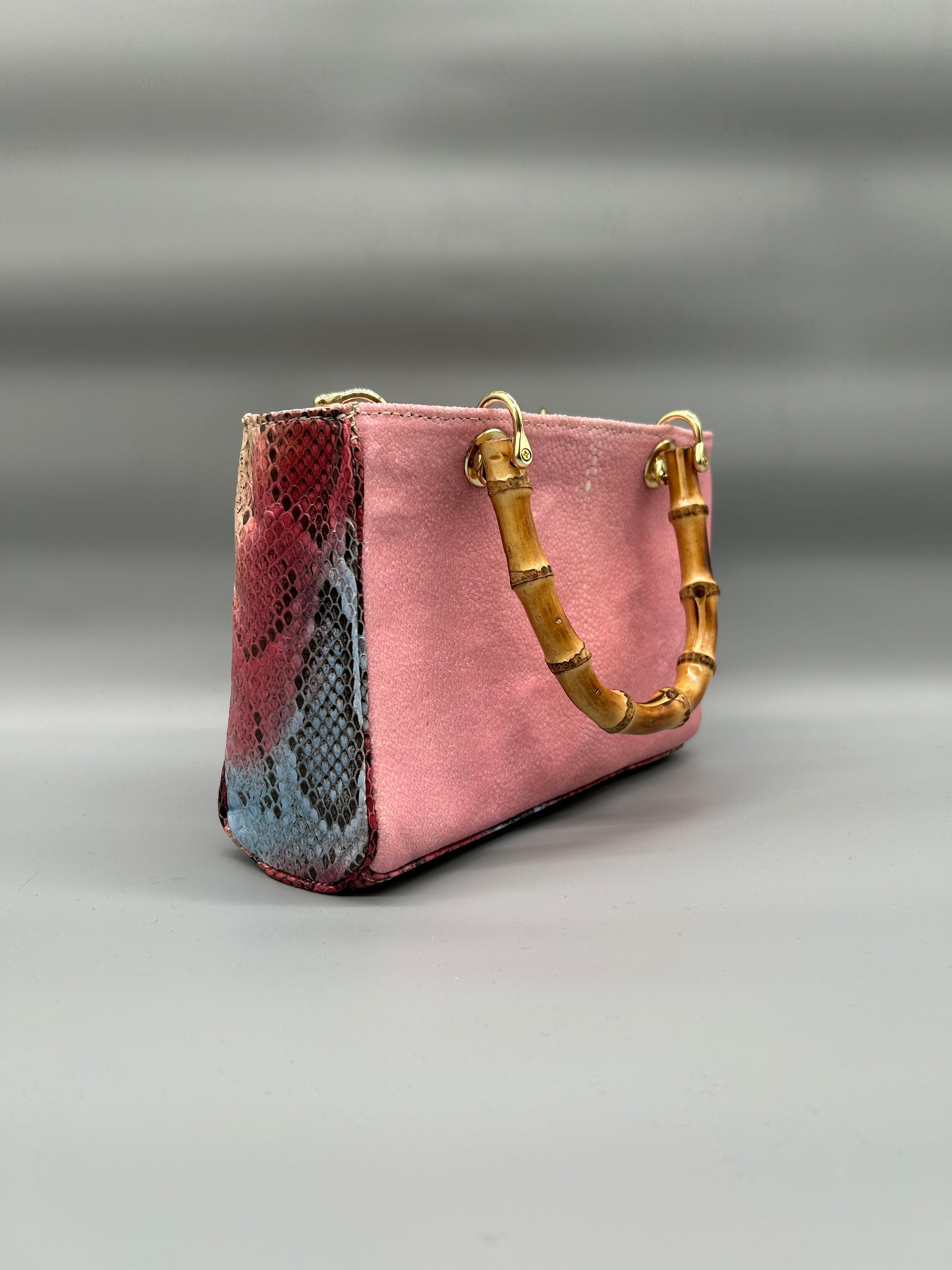 Borsa in pelle di razza e pitone