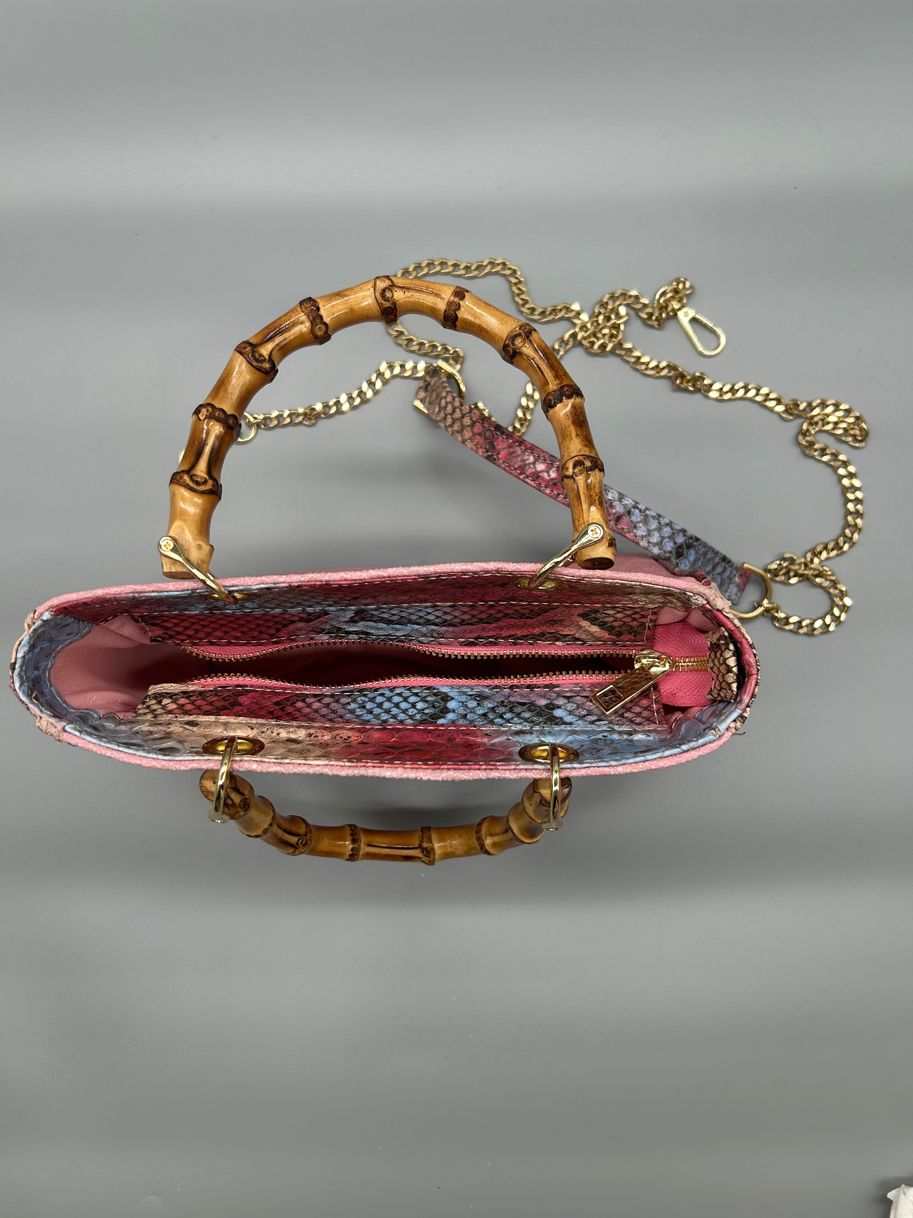 Borsa in pelle di razza e pitone