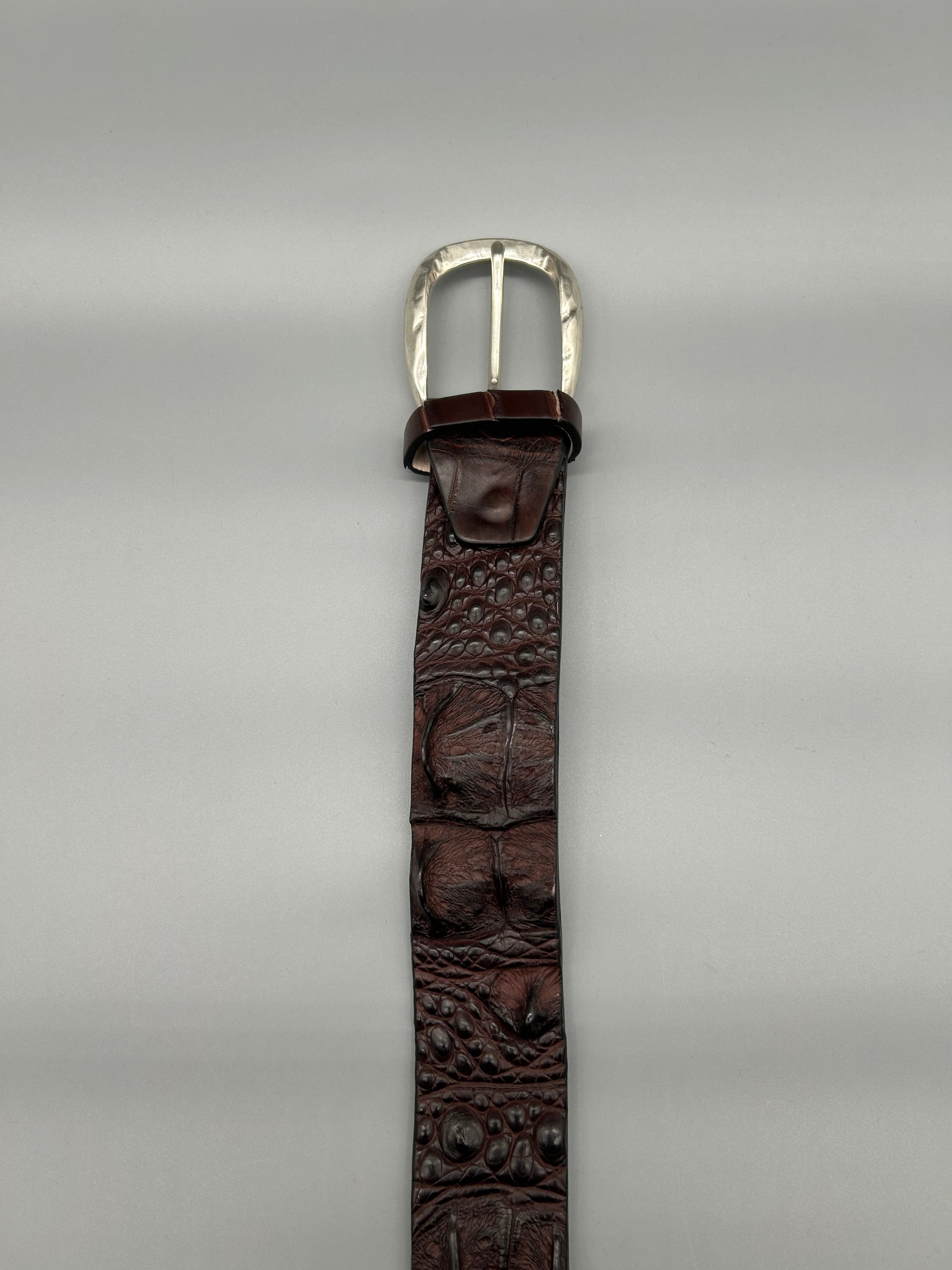 Cintura in pelle di dorso di coccodrillo